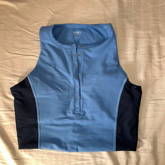 Abercrombie & Fitch Activewear Blue and Black Crop Top and Leggings - Picture 2 of 5